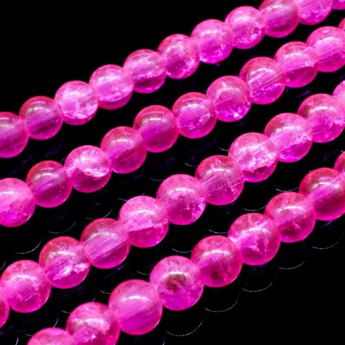 Crackle Beads Round 6mm Bright Pink 65pcs for jewellery making