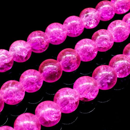 Crackle Beads Round 8mm Bright Pink 50pcs for jewellery making
