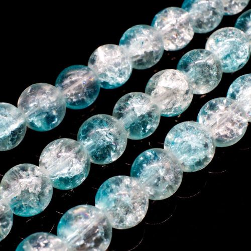 Crackle Beads Round 8mm Clear Aqua 50pcs for jewellery making