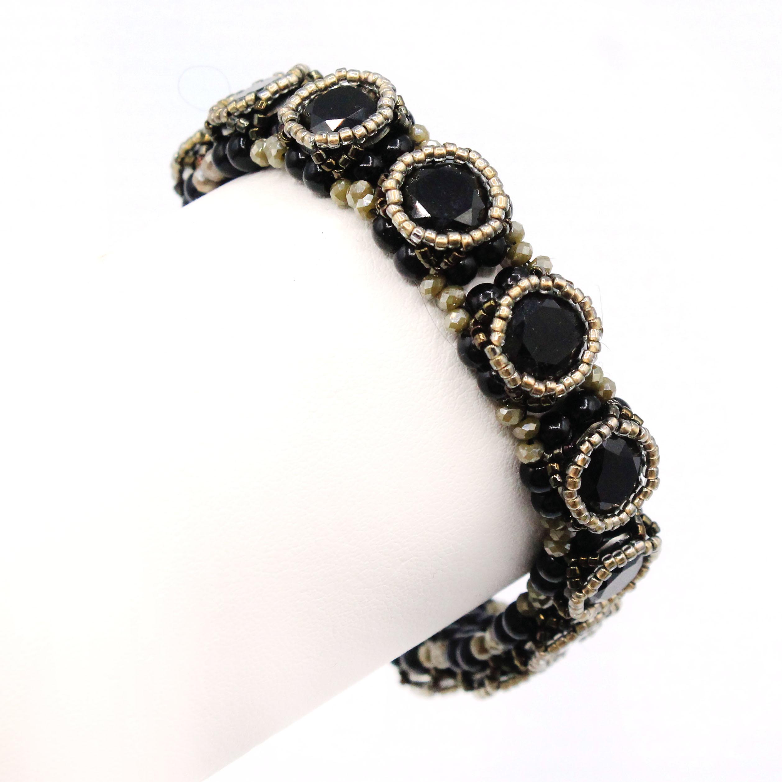 Rosalie Rivoli Encased Bracelet jet black bracelet making kit — DIY set with beads and instructions for creating handmade jewelry