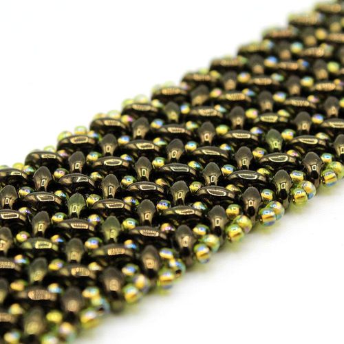 SuperDuo Chevron Bracelet luster metallic olivine bracelet making kit — DIY set with beads and instructions for creating handmade jewelry