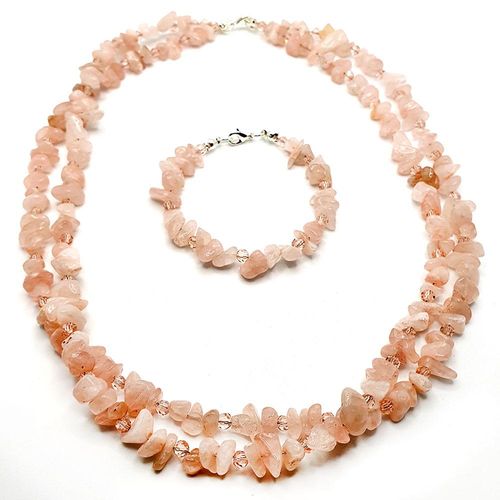 Anya Necklace & Bracelet Set rose quartz bracelet making kit — DIY set with beads and instructions for creating handmade jewelry