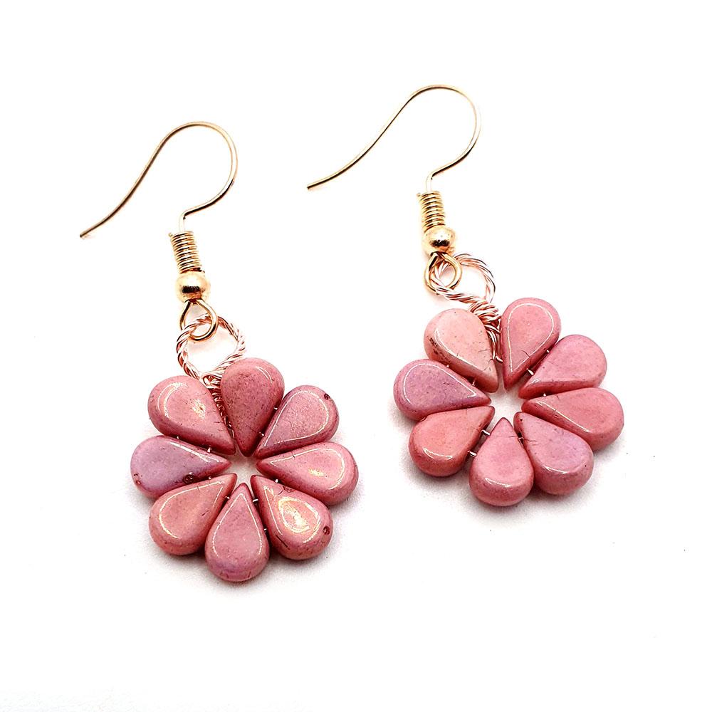 Azalea Amos Earrings 3 Pairs light rose earring making kit — DIY set with beads and instructions for creating handmade jewelry