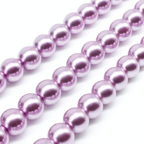 Glass Pearl Round Beads 8mm - Lilac