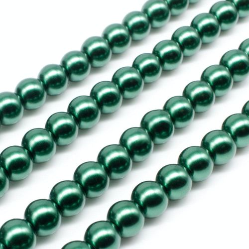Glass Pearl Round Beads 6mm - Moss Green