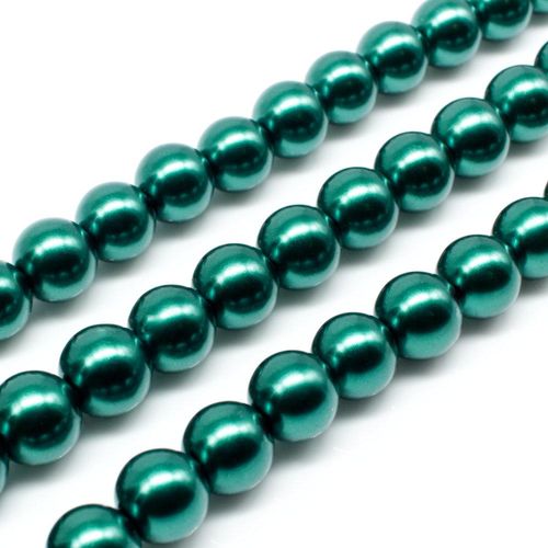 Glass Pearl Round Beads 8mm - Teal