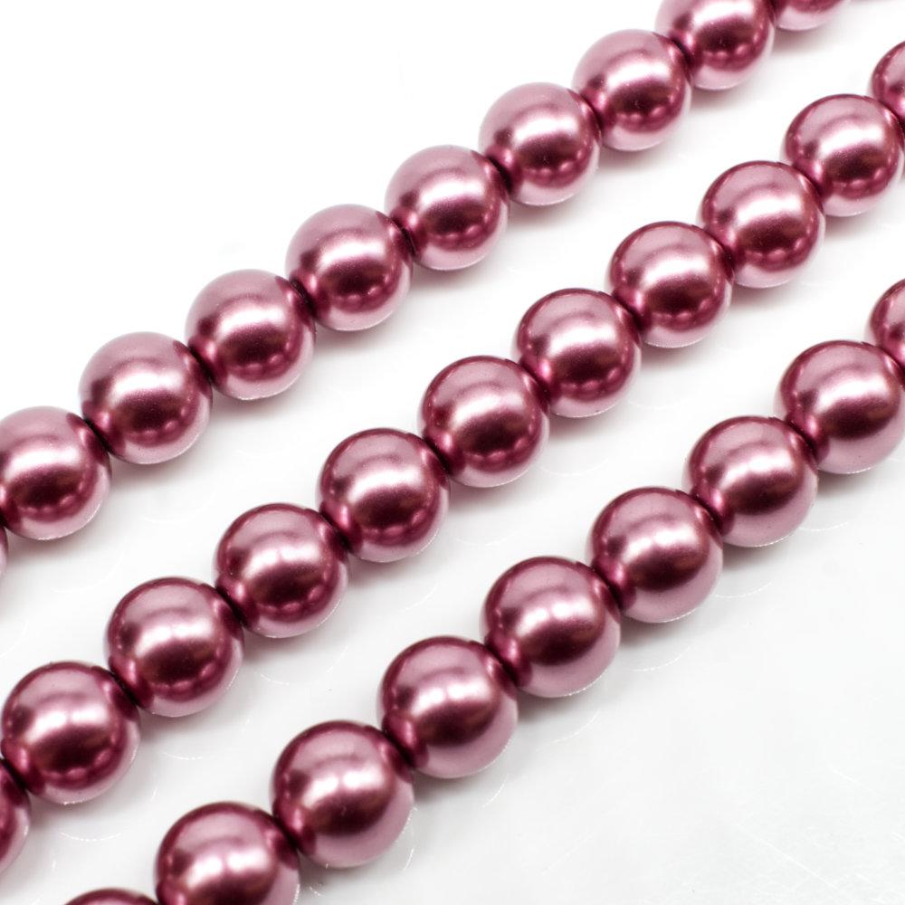 Glass Pearl Round Beads 8mm - Indian Pink
