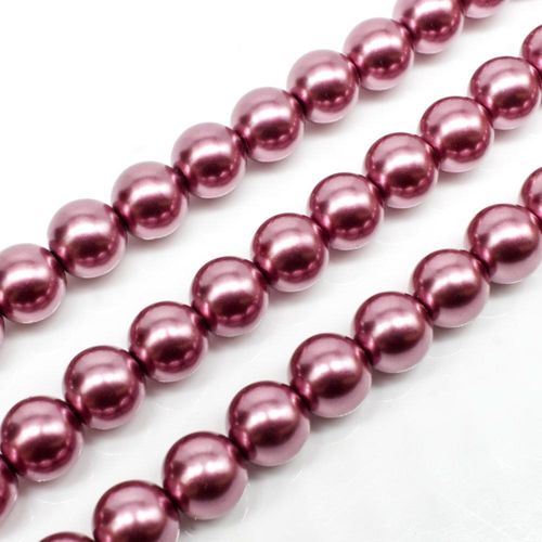 Glass Pearl Round Beads 8mm - Indian Pink