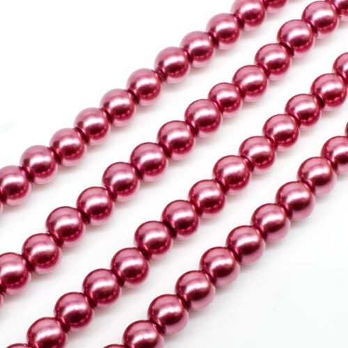Glass Pearl Round Beads 4mm - Fuchsia
