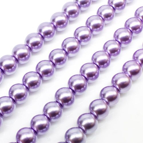 Glass Pearl Round Beads 6mm - Light Purple