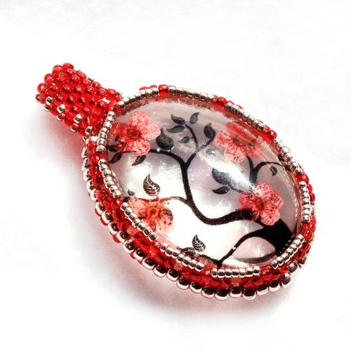 Blossom Cabochon Kit copper red jewelry making kit — DIY set with beads and instructions for creating handmade jewelry