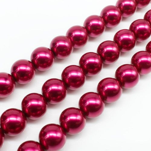 Glass Pearl Round Beads 10mm - Pink Magenta