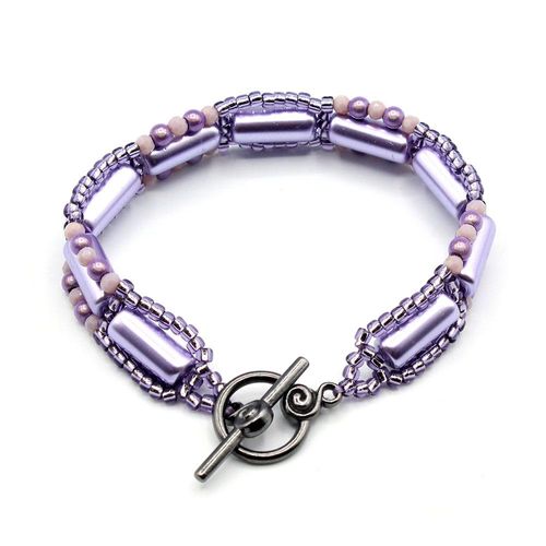 Phoebe Bracelet lavender violet bracelet making kit — DIY set with beads and instructions for creating handmade jewelry