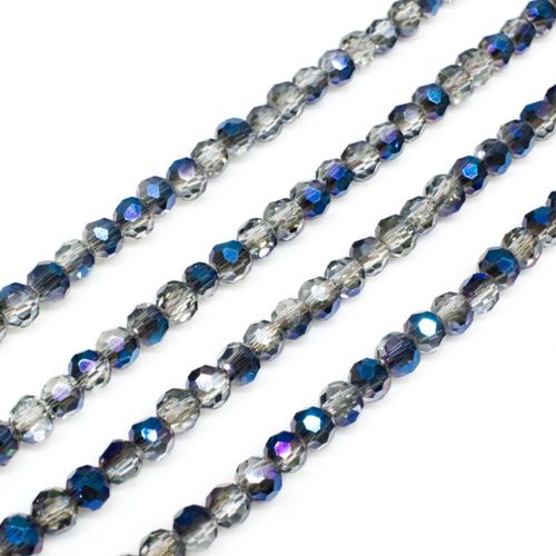 4mm crystal beads half blue plate — faceted for jewelry making and beadwork