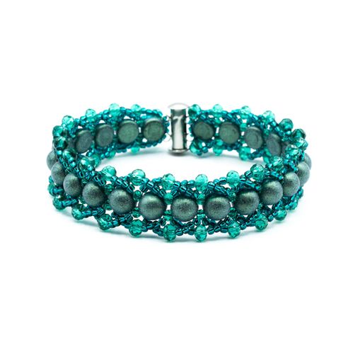 Averlyn Flat Spiral Bracelets teal bracelet making kit — DIY set with beads and instructions for creating handmade jewelry