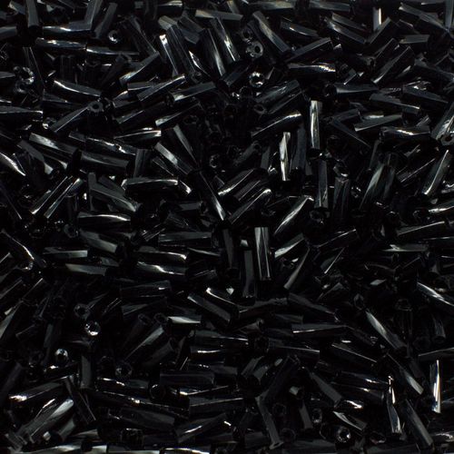 Bugle Twist Beads 6mm Opaque Black 100g for jewellery making