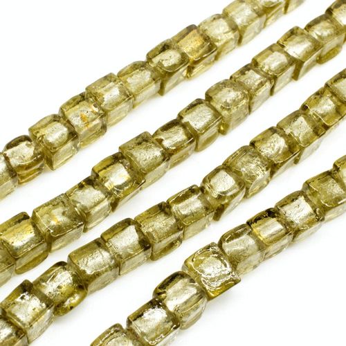 Silver Foil Cube Beads 6mm Khaki Gold for jewellery making