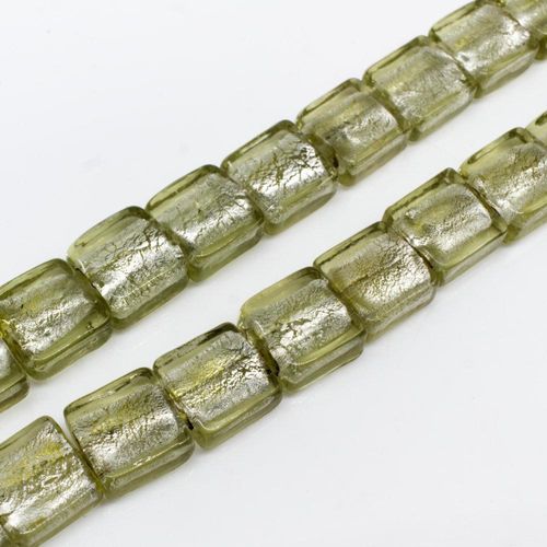 Silver Foil Square Beads 12mm 30pcs Light Olive for jewellery making