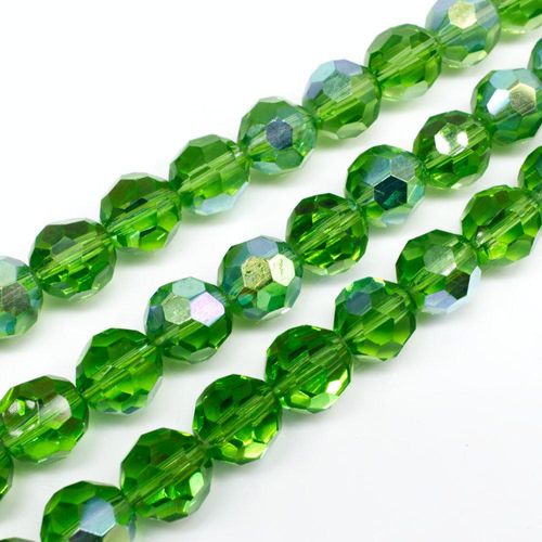 10mm crystal beads green rainbow — faceted for jewelry making and beadwork