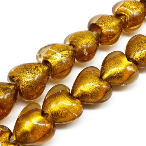 Silver Foil Heart Beads 20mm 20pcs Gold for jewellery making