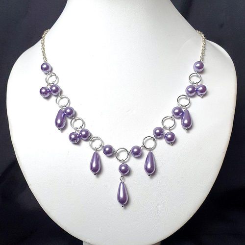 Rebecca Necklace Makes 3 lavender silver necklace making kit — DIY set with beads and instructions for creating handmade jewelry