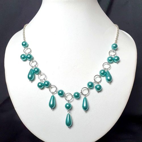Rebecca Necklace Makes 3 turquoise silver necklace making kit — DIY set with beads and instructions for creating handmade jewelry