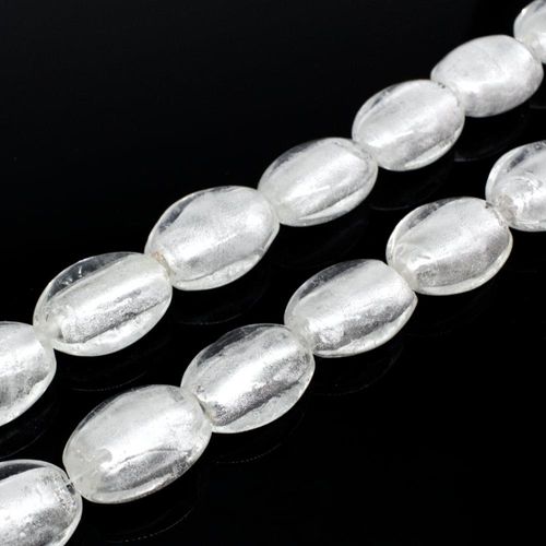 Silver Foil Flat Oval Beads 20mm Clear 10pcs for jewellery making
