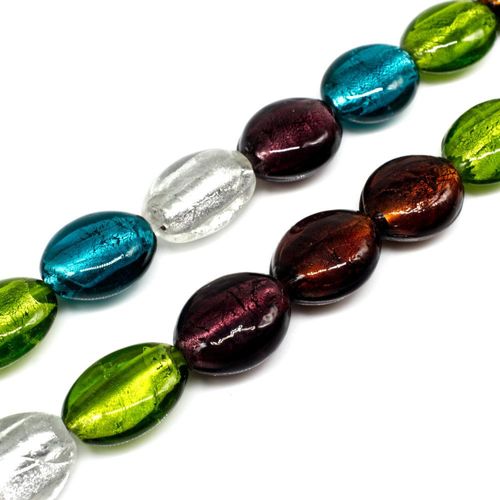 Silver Foil Flat Oval Beads 20mm Mixed 10pcs for jewellery making