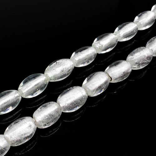 Silver Foil Rice Bead 17mm Clear for jewellery making