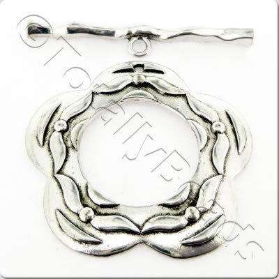 Toggle - Extra Large Flower 54mm Antique Silver