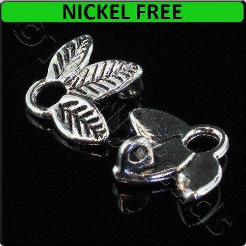Antique Silver Metal Connector Leaf 13mm - 15pcs
