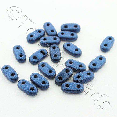 6mm Czech glass glass beads metallic suede blue — pack of 7, high-quality two-hole beads ideal for jewelry making, bead weaving, and crafts