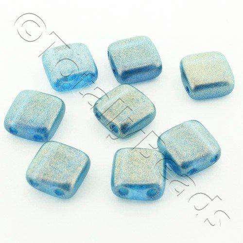 6mm Czech glass glass beads halo azurite — pack of 25, high-quality two-hole beads ideal for jewelry making, bead weaving, and crafts
