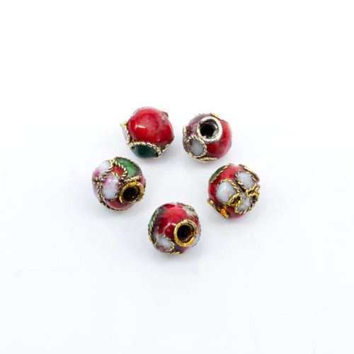 Cloisonne 6mm Round Bead Red 1pc for jewellery making