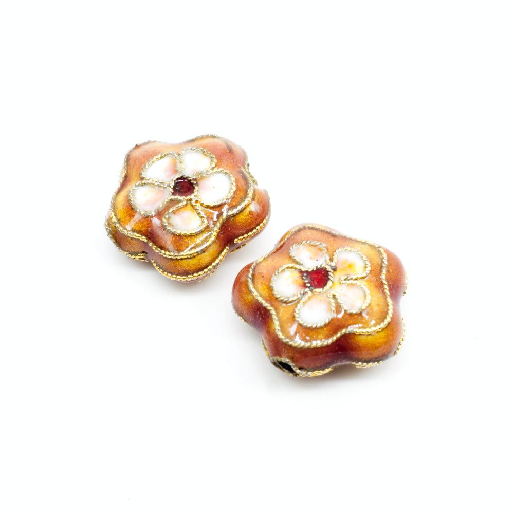 Cloisonne 14mm Flower Bead Topaz 1pc for jewellery making