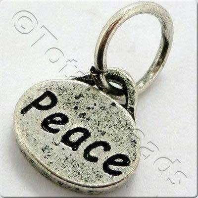 Tibetan Silver Message Tag/Charm - Peace 5pcs