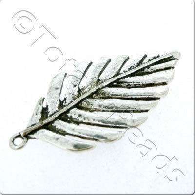 Tibetan Silver Charm - Leaf 48mm 2pcs