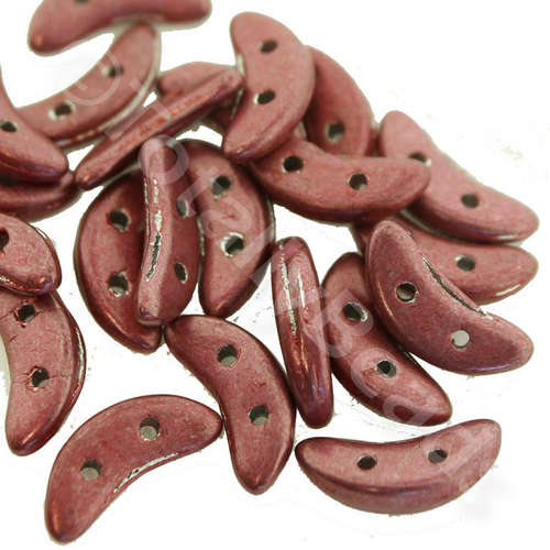 10mm Czech glass glass beads saturated metallic rose — pack of 7, high-quality two-hole beads ideal for jewelry making, bead weaving, and…