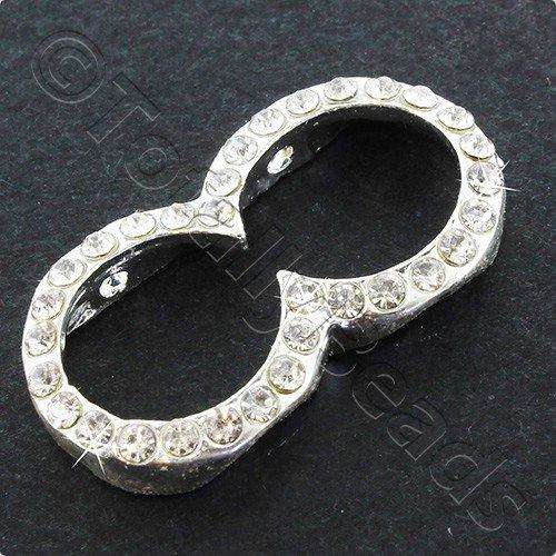 Silver Metal Figure 8 Rhinestone Spacer Ring 29x15mm 1pc