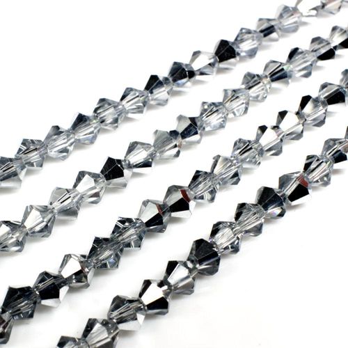 5mm crystal bicone beads half silver — plated finish, ideal for jewelry making and beadwork