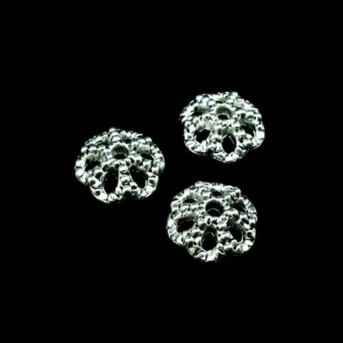 Antique Silver Bead Cap 12x4mm 6 Petal 16pcs for jewellery making