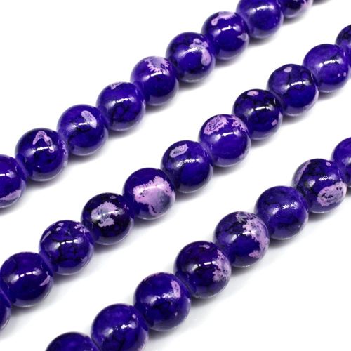 Ancient Marble Glass Beads Round 8mm Purple for jewellery making