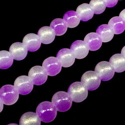 Glass Jade Glitter Beads 8mm Round Lilac for jewellery making