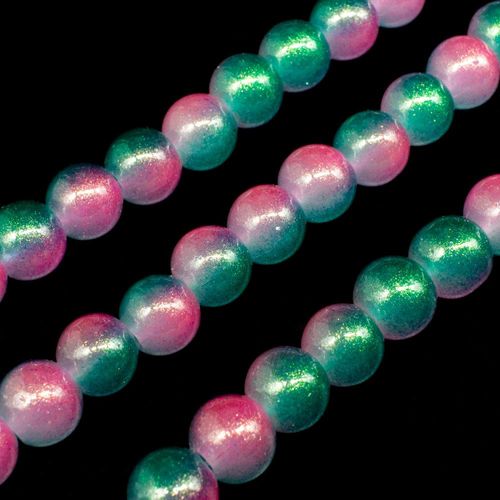 Glass Jade Glitter Beads 8mm Round Pink Green for jewellery making