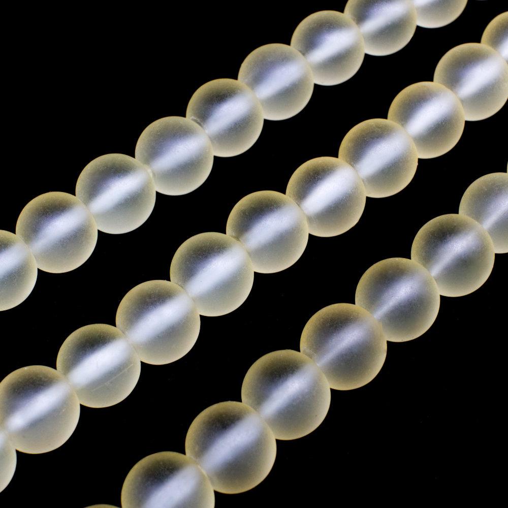 Glass Frosted Beads 8mm Round Yellow for jewellery making
