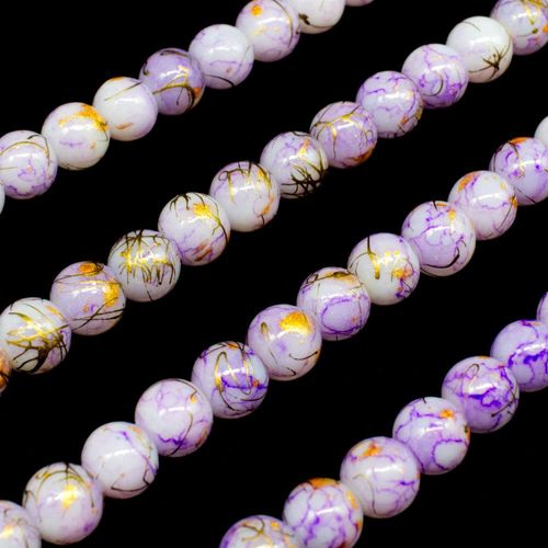 Oriental Splash Round Glass Beads 6mm Lilac for jewellery making