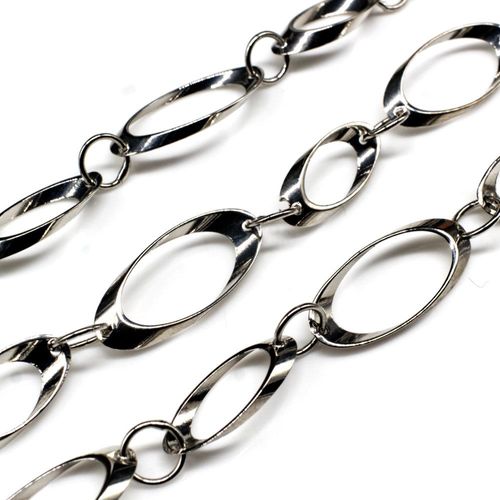Rhodium Plated Chain Slant Oval 22mm & 19mm 1 Metre for jewellery making