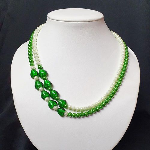 Sweetheart Silver Foil Necklace pastel lime necklace making kit — DIY set with beads and instructions for creating handmade jewelry