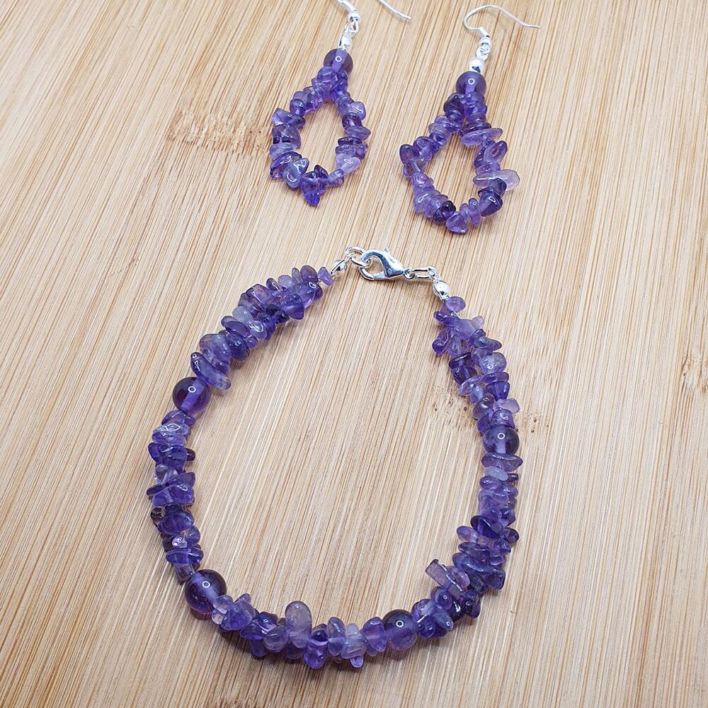 Precious Gemstone Set amethyst jewelry making kit — DIY set with beads and instructions for creating handmade jewelry