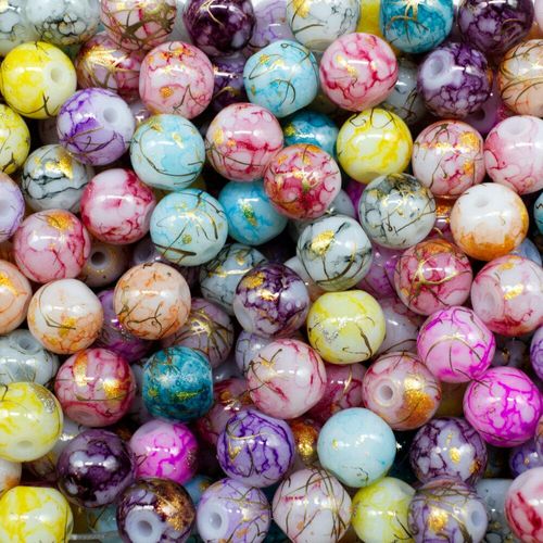 Oriental Splash Round Glass Beads 8mm Mixed for jewellery making